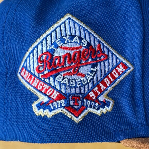 MITCHELL & NESS TEXAS RANGERS ARLINGTON STADIUM SUEDE BILL 7 3/8 FITTED HAT NEW - Picture 3 of 5